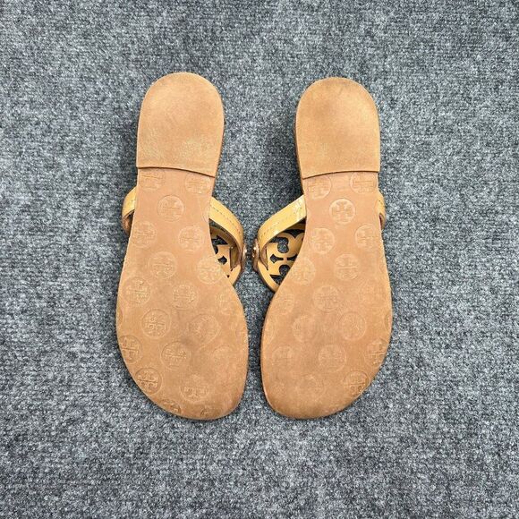 Tory Burch Miller Sandals Women's Size 7.5 Brown Leather Toe Post Flip Flops - Picture 9 of 11